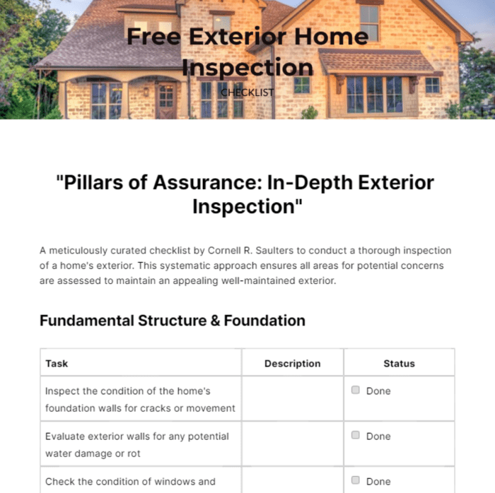 Excel Printable Home Inspection Checklist